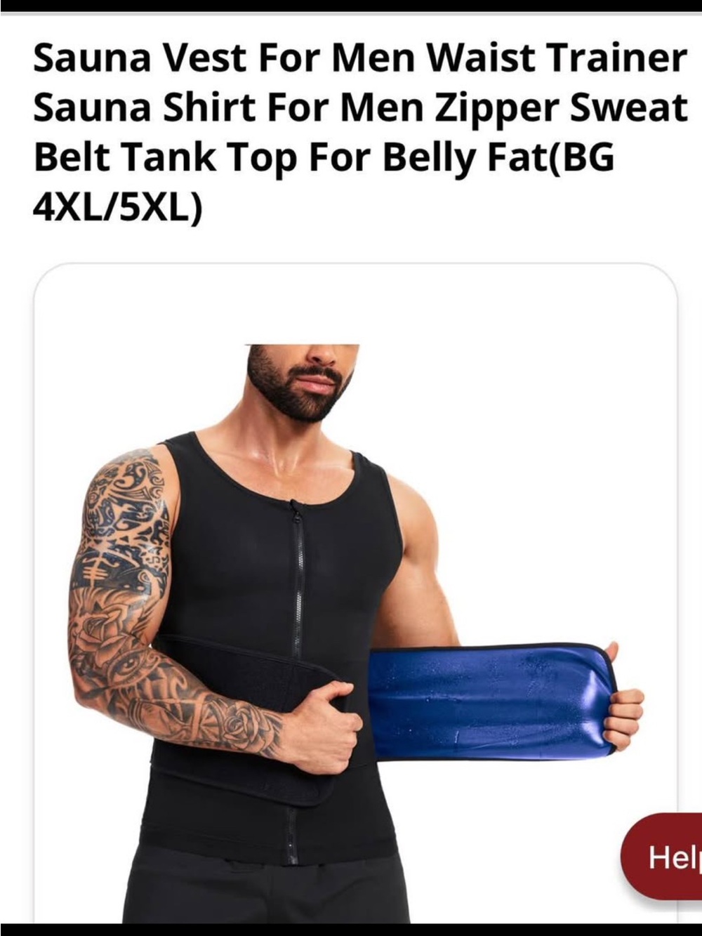 Men's Black Sauna Vest Waist Trainer with Blue Sweat Belt